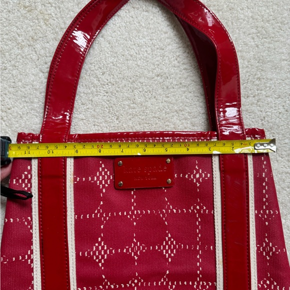 Kate Spade Red Patterned Oil Covered Canvas Purse - Picture 4 of 8